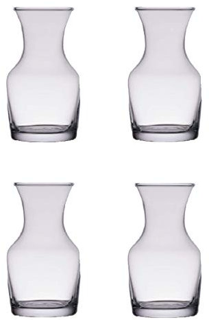 Single Serving Glass Wine Carafe 6.5 oz - Mini Decanters - Small Individual Carafes, set of 4 - w/coasters