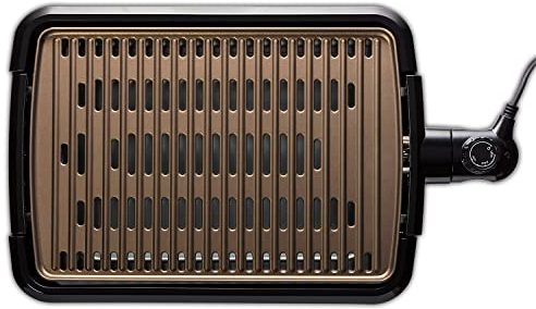 George Foreman Large Smokeless Electric Grill [Non stick, Healthy, Griddle, Toastie, Hot plate, Panini, BBQ, Energy saving, Dishwasher Safe Plates & Drip tray, Variable heat, 1.2m cord] 1600W 25850