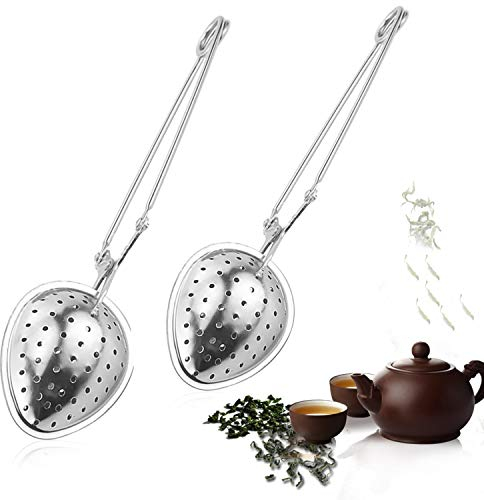 Zaloife Infusore tè, Colino Tisane, Tea Infusore Acciaio Inox Infusore tè Filtro, Pinze Filtro Te, Scolapasta Adatti per Ogni tè Sfuso, Foglie di tè (2pcs Tea Strainer Spoon)