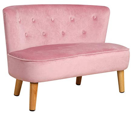 PWTJ Kinder-Sofa & Couch, weicher Samt gepolstert, stilvoll als Kinderzimmer-Dekor, perfekt für kleine Räume – Spielcouch für Kleinkinder 1–3 (Rosa)