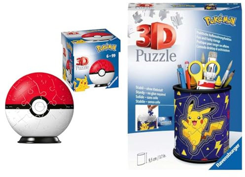 Ravensburger Pokemon Pokeball - 3D Jigsaw Puzzle Ball & Pokemon 3D Jigsaw Puzzle