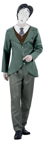 SMIFFYS Corpse Bride, costume Victor Van Dort sposo, Giacca con finta camicia e gilet, cravatta, pantaloni e maschera