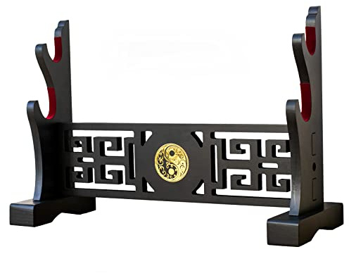 FOXSMZZ Taichi Sword Holder Japanese Velvet Padded Katana Stand Samurai Display Rack Support All Tanto Swords (Tai Chi-2)