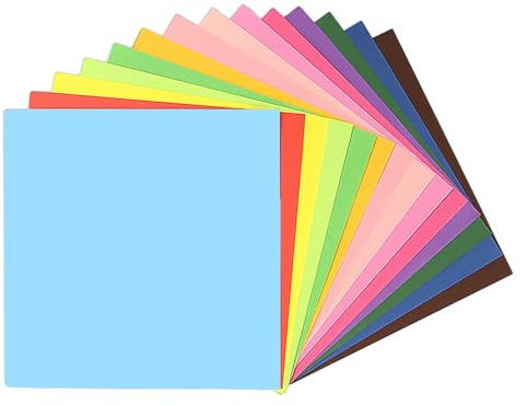 100 hojas de origami coloridas, papel cuadriculado de doble cara para niños, 20 x 20 cm, papel cuadrado grande, origami hecho a mano en 20 colores, adecuado para proyectos de arte y manualidades