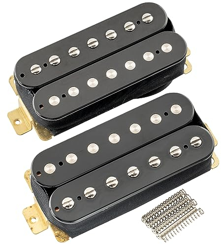 Artec HBA117 Alnico 5 Ungedeckt Humbucker Tonabnehmer Pickup Set für 7-Saiter E-Gitarre, Schwarz