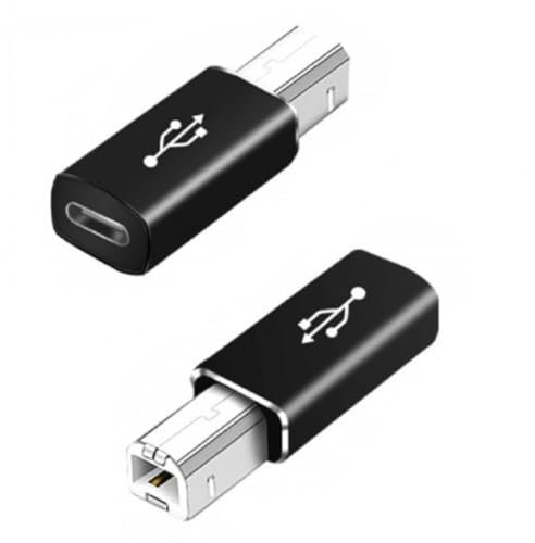 FirSea Adattatore da Tipo C Femmina a USB B Maschio, 2 Pezzi connettori Convertibili da USB Tipo C a USB B Compatibili con Stampanti, MIDI, Pianoforti elettrici, Sintetizzatori (Nero)