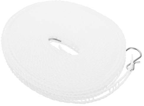 QUARKZMAN Stendino Portatile, Corda per Stendere Il Bucato in Nylon Antiscivolo e Antivento da 26,25 Piedi per Cortile, Viaggi All'Aperto, Campeggio, Asciugatura Della Biancheria, Bianco
