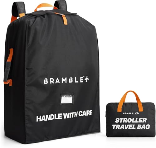 Bramble - Bolsa de Transporte Carrito para Avión Gate Check - Nailon Balístico Resistente al Agua con Correas Neopreno, Bolsa & Ventana ID - 90 x 60 x 35 cm (Negro)