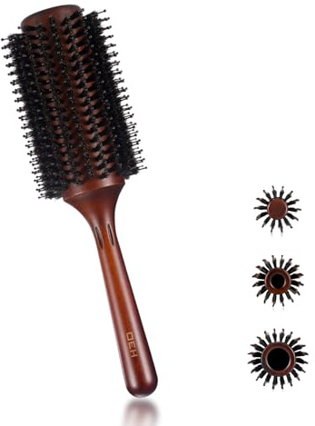 OEH Round Boar Bristle Brush with Nylon Pins Round Hair Brush for Women Men Styling Straightening (Diameter 7 cm)