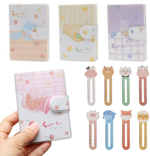 4 Pz taccuino tascabile con 8 segnalibri di carta, A7 taccuino piccolo formato tascabile per il trasporto in giro, mini taccuini portatili per la scuola Home Office Work Church(Conserves de fruits)