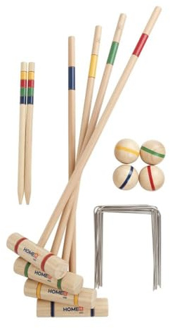 Home It® Gioco di croquet premium per 4 persone in legno di gomma