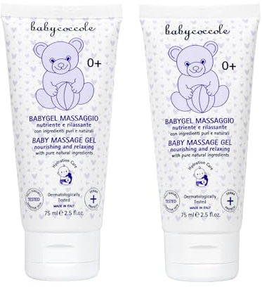 Babycoccole Kit 2 Baby-Gel mit Mandelöl für Babys und Kinder. Feuchtigkeitsspendend und entspannend. Dermatologisch getestet, für empfindliche Haut. Natürliche Inhaltsstoffe. 2 x 75 ml