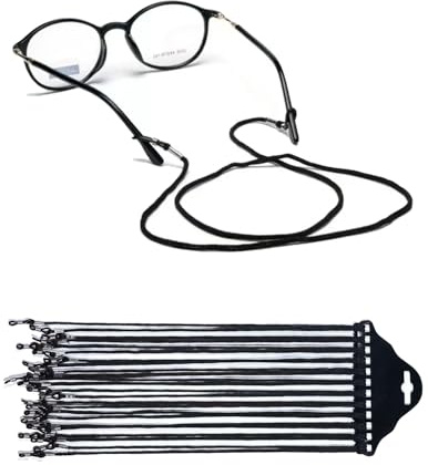 FUGLUS 12 Piezas Cuerda para Gafas, Cuerda de Gafas Antideslizante Correa Cuerda de Montura de Gafas Ajustable de Retenedor para Gafas Deportivas y Gafas de Sol Cadenas de Gafas