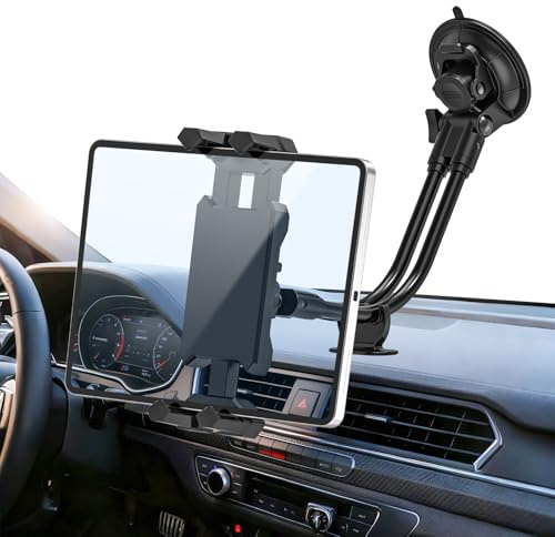 Nakelulu Porta Tablet da Auto, Regolabile a 360° Support iPad da Auto, Supporto Tablet Macchina Cruscotto/Parabrezza, Porta Tablet Muro per iPad Pro/Mini/Air 4.7-13.5 Tablets Smartphone