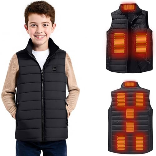 Chaleco calefactable para Niños, Chaleco Acolchado Otoño/Invierno para Niños Niñas Chaqueta de Plumas, Cálido Recargable Chalecos, Abrigos Cortavientos Chalecos Cálidos sin Mangas para 2-11 Años