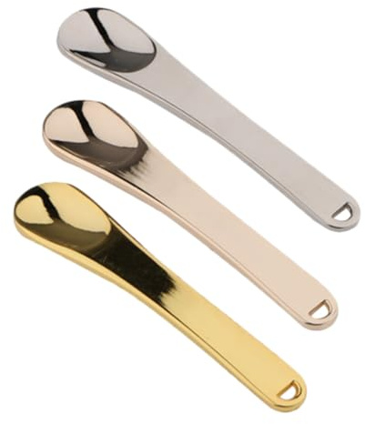 TOPPERFUN Espátulas de Maquillaje de Aleación de Zinc 3 Piezas Mini (dorada, Plateada, Rosa) Cuchara Cosmética Portátil para Crema Facial y Cuidado Piel