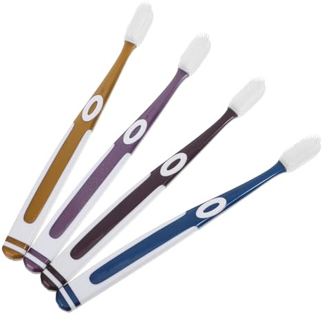 Beavorty 4 Brosses à Dents Nano en Silicone pour Adultes, TPU Souple | Set de 4 Têtes Confortables et Sûres, Couleur Aléatoire, pour Nettoyage Buccal et Usage Quotidien