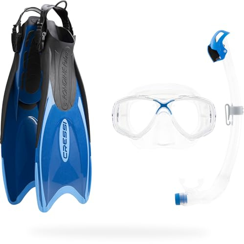 CRESSI since 1946 Palau Marea Dry Bag Adult Snorkelling Set including Adjustable Palau Fins, Marea Mask, Seal Dry Snorkel and Carry Bag, Unisex