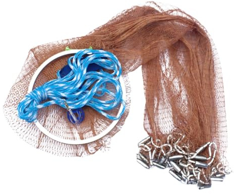 DOITOOL Red de Pesca Plegable de Nylon Marrón Diseño 360° para Camarones y Peces en Agua Dulce y Salada, Trampa de Malla Portátil y Resistente