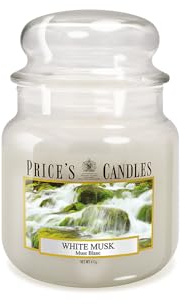 Price's Candles - Weiße Musk Kerze im Glas - Brenndauer: bis zu 90 Stunden Brenndauer