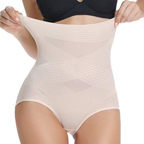 WOWENY Bauchweg Unterhose Damen Shapewear Miederhose Bauch Weg Stark Formend Taillenslip Bauchweg String Hoher Taille Taillenformen Atmungsaktive Tailliert Slip, Hautfarbe, 2XL(42~44)
