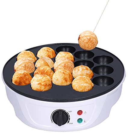 Máquina de Takoyaki, Sartén Eléctrica Portátil con 18 Moldes Antiadherentes, 220-240V para Desayuno y Hogar, Máquina para Hacer Bolitas de Pulpo, Fácil de Limpiar y Segura para Uso Doméstico
