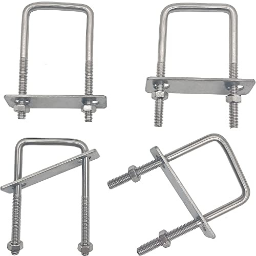 Strykskruv fyrkantig U-bult U-skruvar klämmor – 4 st. strykklämmor takbox fäste 304 rostfritt stål M6 med muttrar ramremmar för bogsering av bilar, fartyg, reparation