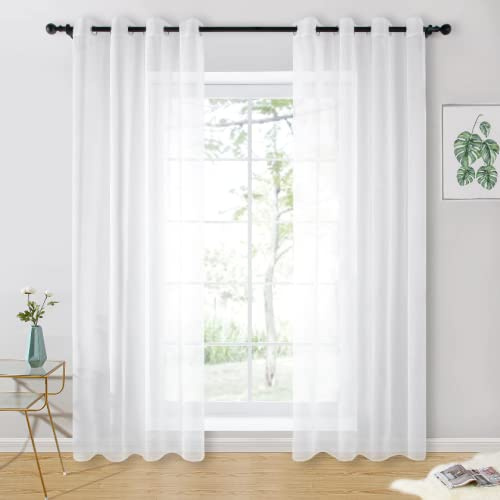twoja pszczółka Cortina 145 x 250 cm, 2 Piezas, Blanca, Transparente, Cortina confeccionada, Cortinas de Voile, Cortinas Transparentes con Ojales, Salón, Guardería, Dormitorio