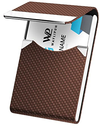 Waylipun Visitenkartenetui, Professioneller Kartenhalter für Visitenkarten zur schonenden Aufbewahrung Ihrer Karten, PU Leder Visitenkartenetui mit Magnetverschluss für Büro Herren Damen - Kaffee