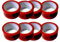 Trendsky 6 x Rollen 66 Meter Rot Vorsicht Glas Hinweis Packband Paketband Klebeband Paketbänder Film Band