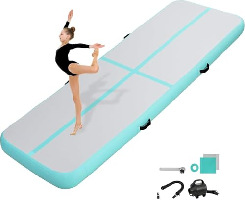 KIKILIVE Colchoneta de Gimnasia, 20CM Colchonetas de Entrenamiento, 4M Colchoneta Inflable Tumbling Gimnasia con Bomba de Aire, Alfombrillas de Entrenamiento para Uso Doméstico/Formación/Gimnasia