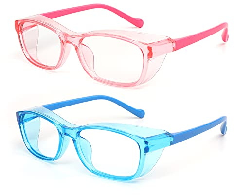 ALWAYSUV Kinder 2er Pack Schutzbrillen Anti Fog Goggles Blaue Lichtschutzbrillen für Jungen/Mädchen Rechteckige Schutzbrille 5-12 Jahre