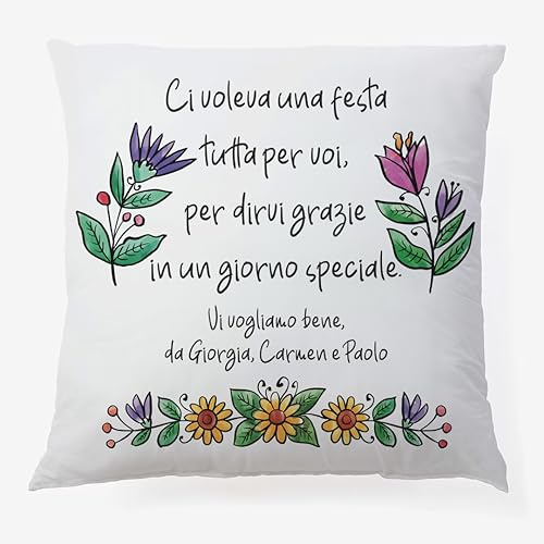 Generico Un Giorno Speciale tutto Per Voi Cuscino Personalizzato con Nomi 40x40cm Idea Regalo Festa dei Nonni dedica speciale Natale Pasqua Compleanno Decorazioni casa Divano Letto Nonno Nonna Nipoti