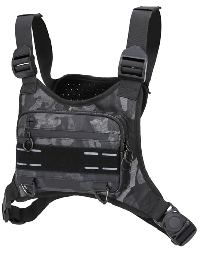 KOCULEMI Vattenavvisande bröstficka för män och kvinnor – minimalistisk löparryggsäck för träning, telefonhållare för löpning med extra förvaringsutrymme, lätt löpväst, motorcykel-bröstficka