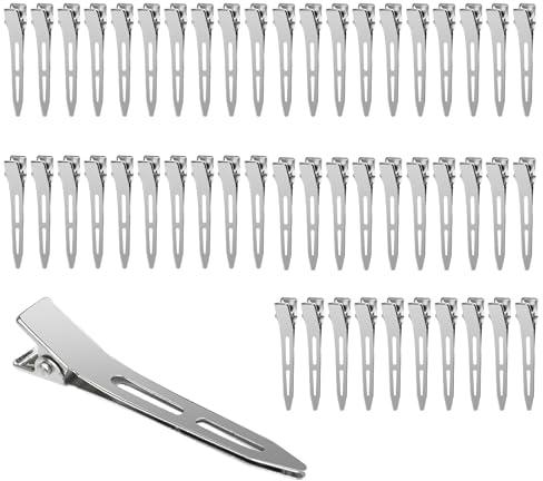 50 Stück Haarklammer, Haarclips 5,5 cm, Haarspangen Silber, Haarklammern Friseurbedarf, Haarclips Damen Friseur, zum Stylen und Schneiden
