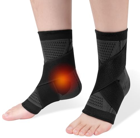 ACWOO 2 Stück Sprunggelenkbandage, Verstellbare Knöchelbandage für Damen/Männer, Atmungsaktive Bandage Fußgelenk für Plantarfasziiti & Achillessehne- Stabilisierung & Schutz -Fußbandage für beide Füße