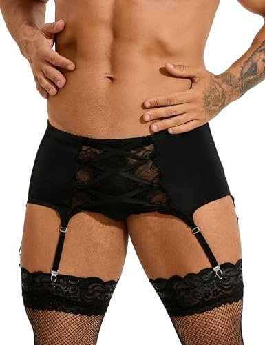 ohmydear String Homme Sexy Porte-Jarretelles Grande Taille Dentelle