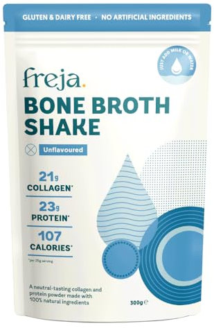 Freja Collagen Protein Shake | Plain | Natural Bone Broth Powder | Dairy & Gluten Free | 300g (12 Servings)
