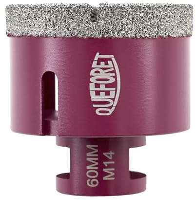 QUEFORET Diamant Fliesenbohrer 60mm x M14 - Bohrkrone für Fliesen Keramik Porzellan Marmor Granit, für Winkelschleifer