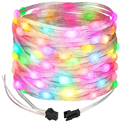 SEZO Albero di Natale WS2812B IC RGB LED catena luminosa Natale 5M 50 LED impermeabile sogno colore indirizzabile catena luminosa LED per matrimonio festa decorazione 12V (filo trasparente)