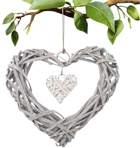 Corona de ratán con forma de corazón, adorno para boda, corona de sauce, decoración de pared para colgar, mimbre natural para fiestas de cumpleaños en el dormitorio