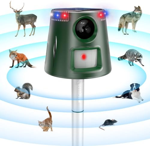 Ultrasonic Wühlmausschreck,Katzenschreck für Garten,360°Solar Maulwurfschreck,Katzenabwehr Effektive Abwehr innerhalb von 32 Fuß,5 Modus Einstellbar Marderschreck katzen,füchse,nagetiere, eichhörnchen