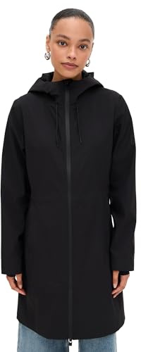 RAINS Women's Suva Hardshell Long Jacket, Black, L