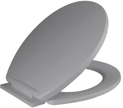 ARVO Soft Close Toilet Seat - Fits Most Standard Pans, Adjustable Bottom Hinges - Value Range Oval Light Weight Toilet Seat - Grey