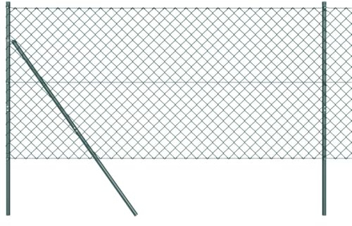 vidaXL chain link fence with 13 posts 1.2 x 25m galvanised steel green
