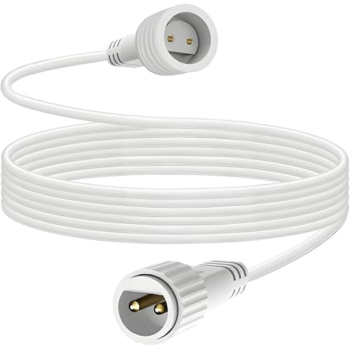 Joycome Conector Luces Navidad 2 Pines 3M/9.8Pies, IP65 Impermeable Cable de Extensión de Luces de Jardín, Alargador para Cortina de Luces, Red de Luces Navidad Exterior, Luces de Tira LED - Blanco