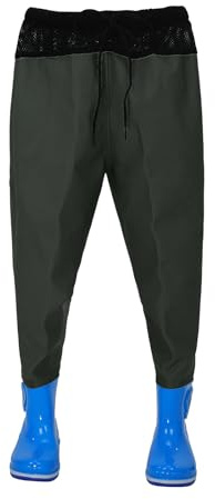 2025 Trousers Kids Waders Rain Pants Youth Fishing Waders for Toddler Children Water Proof Hunting Waders with Rain Boots (Army Green, 13-14 Years)