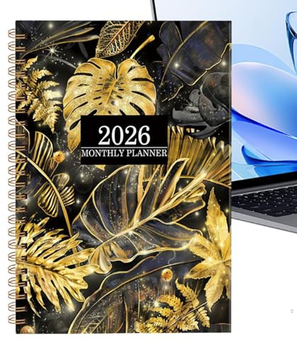 Månadsplanerare 2026-21,5 x 16,5 cm veckovis månadsplanerare | block design papper agenda - skola kontor studie familjeplanering