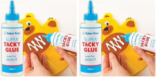 Baker Ross Super Tacky Glue for Kids, Washable Glue Ideal for Kids Arts and Crafts Supplies (120 ml Bottle) (Pack of 2)