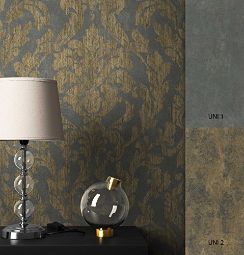 NEWROOM Barocktapete Tapete Schwarz Ornament Barock Vliestapete Gold Vlies moderne Design Optik Barocktapete Wohnzimmer Glamour inkl. Tapezier Ratgeber